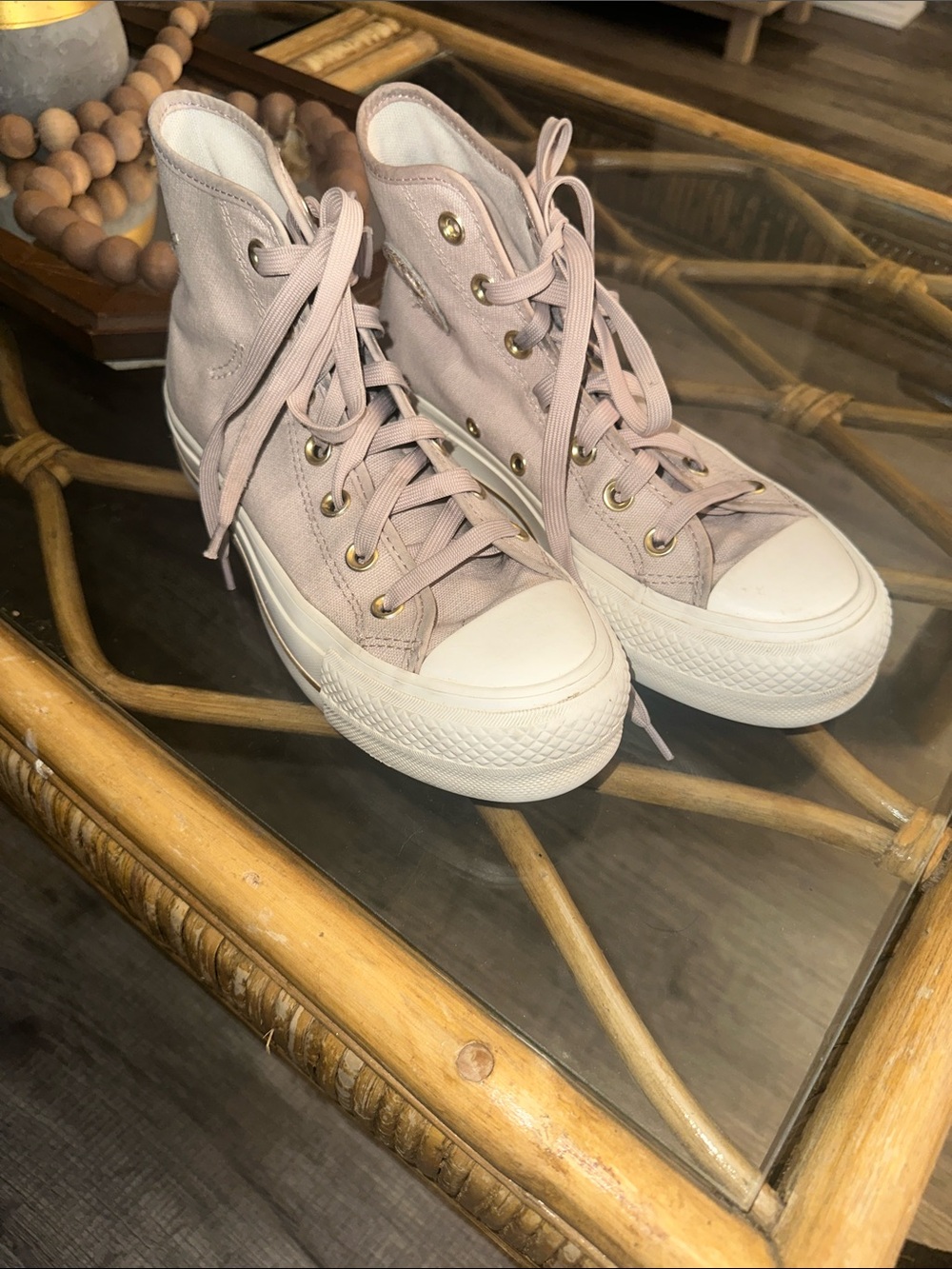 Converse High Top Platform - Dusty Rose w/ Gold accents